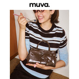 muva. Flip‑Over Bag, Elegant Outdoor Mini Tote, Oil‑Wax Genuine‑Leather Niche Retro Fashion Purse for Women, New Arrival Jul 10