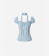 Rei Polka Dot Ribbon Scarf Blouse