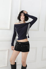 Offshoulder Lace Two-way T-shirt