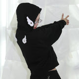 Wings Hooded Zip-up - BLACK