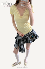バナナ レース Vネック 半袖Tシャツ