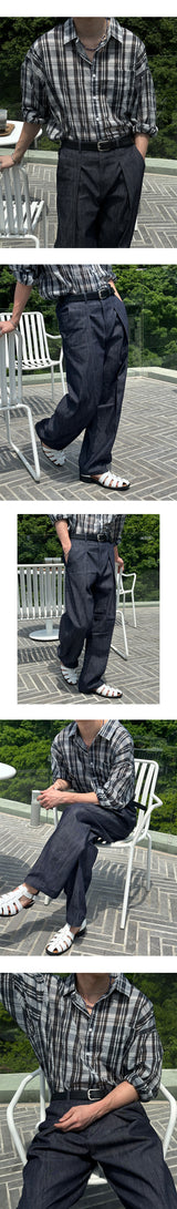 [S/S] リネンタックハーフバンディングパンツ