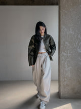 Bleed Washing Leather Biker Jacket