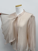 Ruffle Tencel See-through Blouse