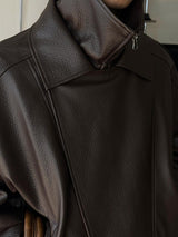 ASCLO Saint Double Collar Leather Jacket (2color)