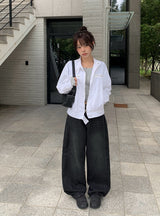 デレンカットウォッシングワイドデニムパンツ