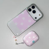 [MADE] BERRY DOT PHONE CASE PINK (epoxy silver bumper)