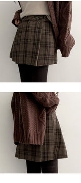 Upts Checkered Pleats Mini Skirt