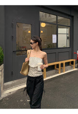 Punching Detail Paisley Sleeveless Tube Top