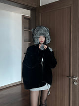 Mini tail soft fur eared fur hat (4 colors)