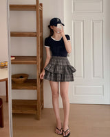 Boom checkered frill mini skirt (with underpants)