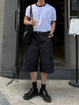 Twos herringbone bermuda pants