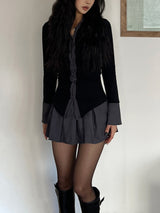 Lulu spandex ribbed flare knit skirt (2 colors)