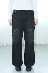 Stud Side Pintuck Wide Pants (2colors)