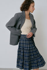 Witty frill skirt_check blue