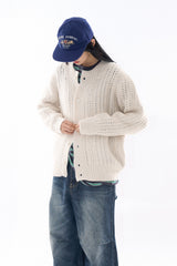 Maya round-neck wool brush cardigan