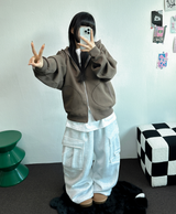 2ウェイ🤎 ハーディービッグフーディージップアップ🤎🩶🖤3カラー
