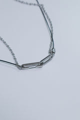 All Surgical steel double bold clip leather necklace