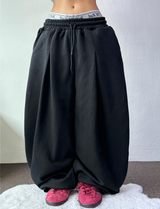10000ソルド❤‍🔥 Dダウンピンタックオーバーロングパンツ🩶🖤2Cカラー S-XL🖤