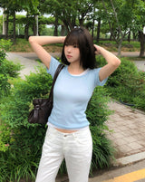 Sherbet Tencel See-Through Short Sleeve