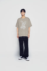 24FW レタリングラビットショートスリーブTシャツライトココア