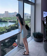 Simple Sleeveless Mini Onepiece Blue