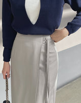 Ever Buckle Strap Wrap Long Skirt