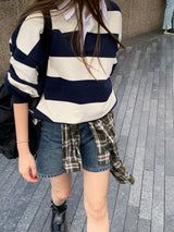 [UNISEX] Perrin ストライプカラスウェットシャツ