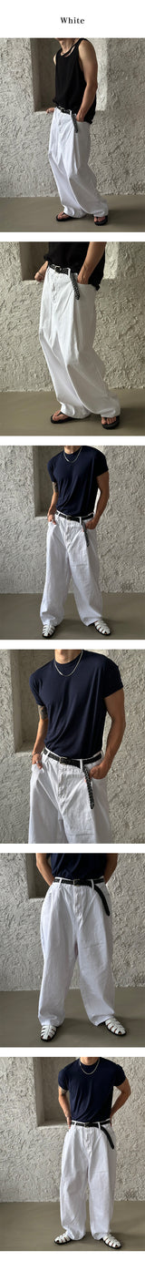 [UNISEX] Tuck wide denim pants (2color)