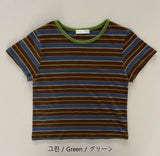 Lina Striped Cap Sleeve Short Sleeve T-Shirt 2 Colors