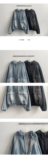 Wootson Bopper Oversized Washing Denim Hooded Jacket