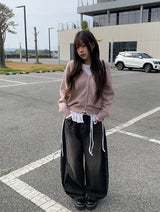 Jaenun Wool V-Neck Loose Knit Cardigan