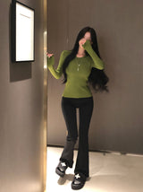[BELLIDE MADE] Basic item, round rib long sleeve knit
