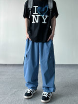 Color string wide cargo pants