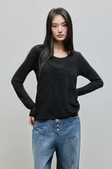 Halter-Tie Suede Apron_Black