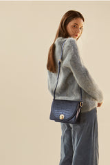 ISLE MINI CROC ショルダーレザーバッグ / Wani Navy