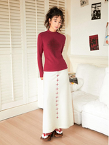 A-line split loose cross-knit half skirt