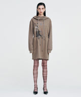 Vintage Fox Graphic Hoodie Dress _ BROWN