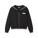 セーラーカラージップアップジャケット - ブラック