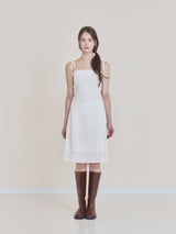 Lace frill midi dress (Ivory)