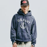 USN VTG DYEING HOODIE DUSTY NAVY