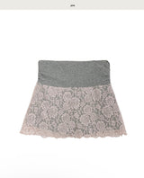 [ mauve vintage🌹 ] ペタルローズレースシャーリングミニsk