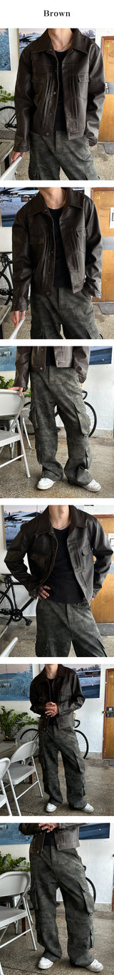 [F/W] ピンタックレザートラッカージャケット(3color)