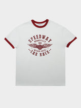 (UNISEX) スピードウェイリンガー半袖Tシャツ