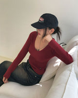Yami Ribbed Deep V-Neck Knit