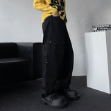 TR2508 non-span incision wide black jeans (S ~ L)