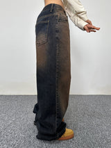 AUTUMN BROWN LONG WIDE DENIM PANTS