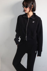 TWO-WAY FLEECE ZIP-UP_BLACK