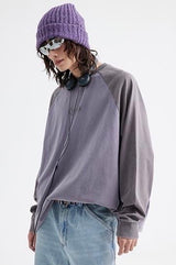 アメリカンカジュアルレトロラグランロングスリーブTシャツフォアスプリングアンドオータム