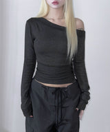 Button One Off-Shoulder Top (3colors)